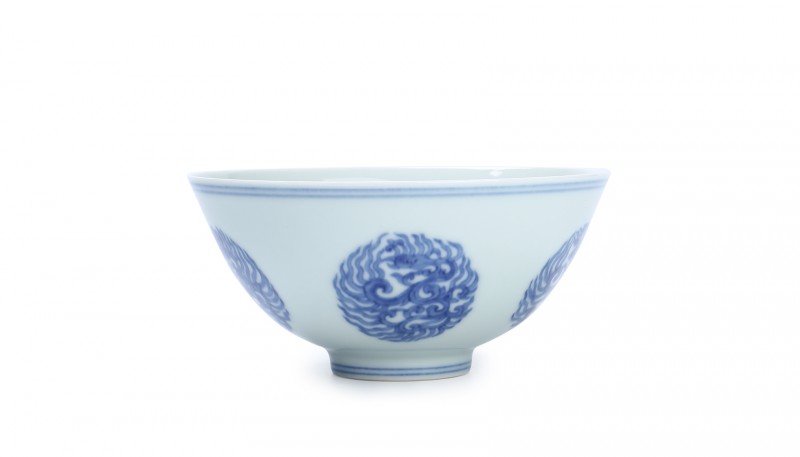 無名青花团凤纹碗