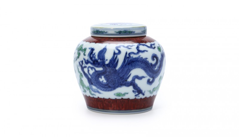 無名斗彩应龙纹天字罐