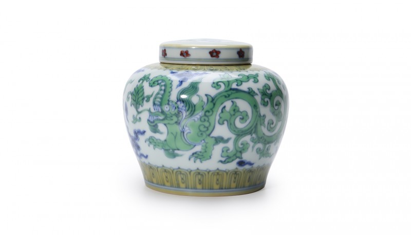 無名斗彩夔龙纹天字罐