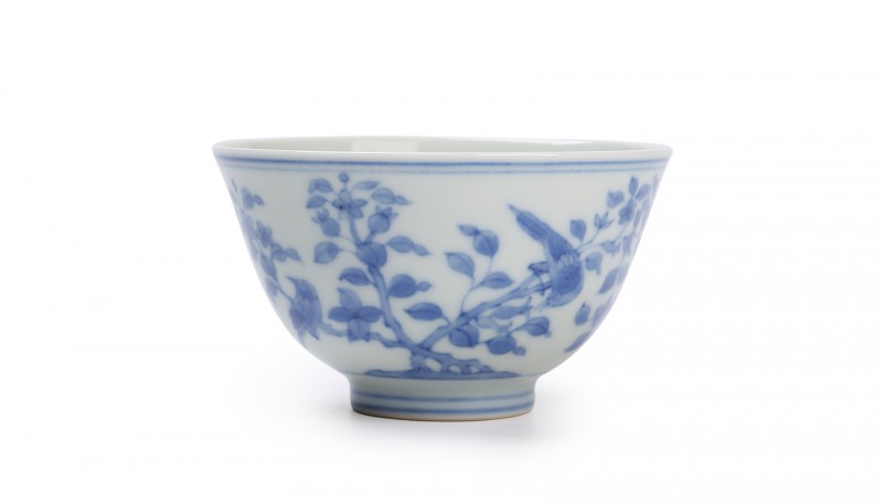 無名青花花果鸟纹杯