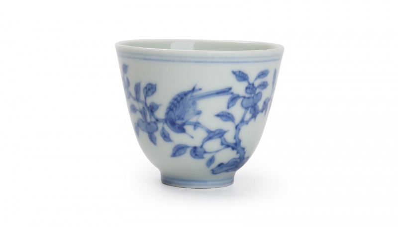 無名青花花鸟纹小杯