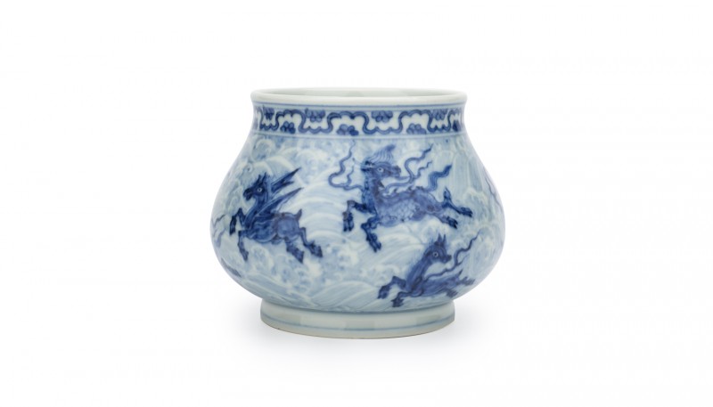 無名青花海水异兽纹水盂